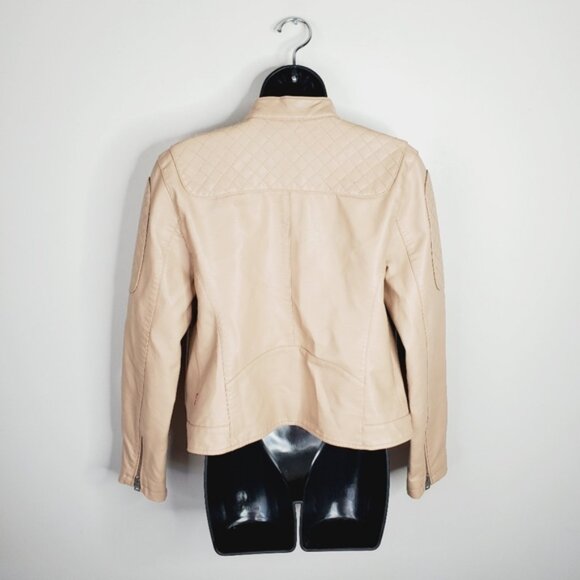 Levi's Vegan Leather Tan Moto Retro Streetwear Camel Tan Jacket M - Picture 3 of 8